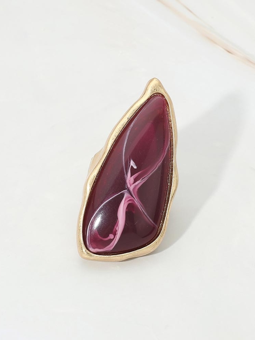 Purple Natural Stone Gold Ring Trendy Stretch Fashion Jewelry Statement Ring